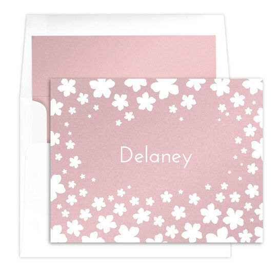 Floating Daisies Shimmer Folded Note Cards